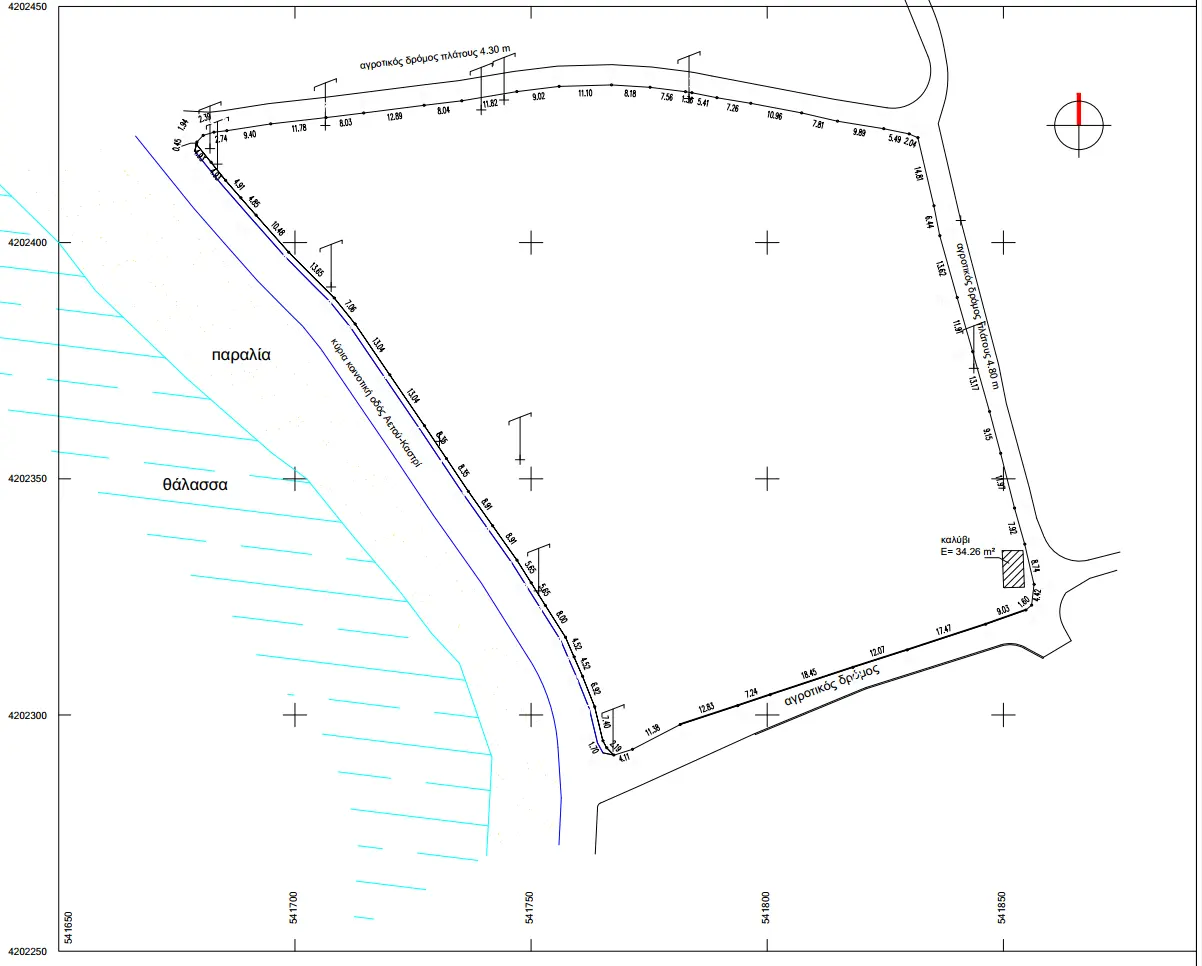 Mpouros Plot for  Sale, Karistos, Evia, Topographic Survey